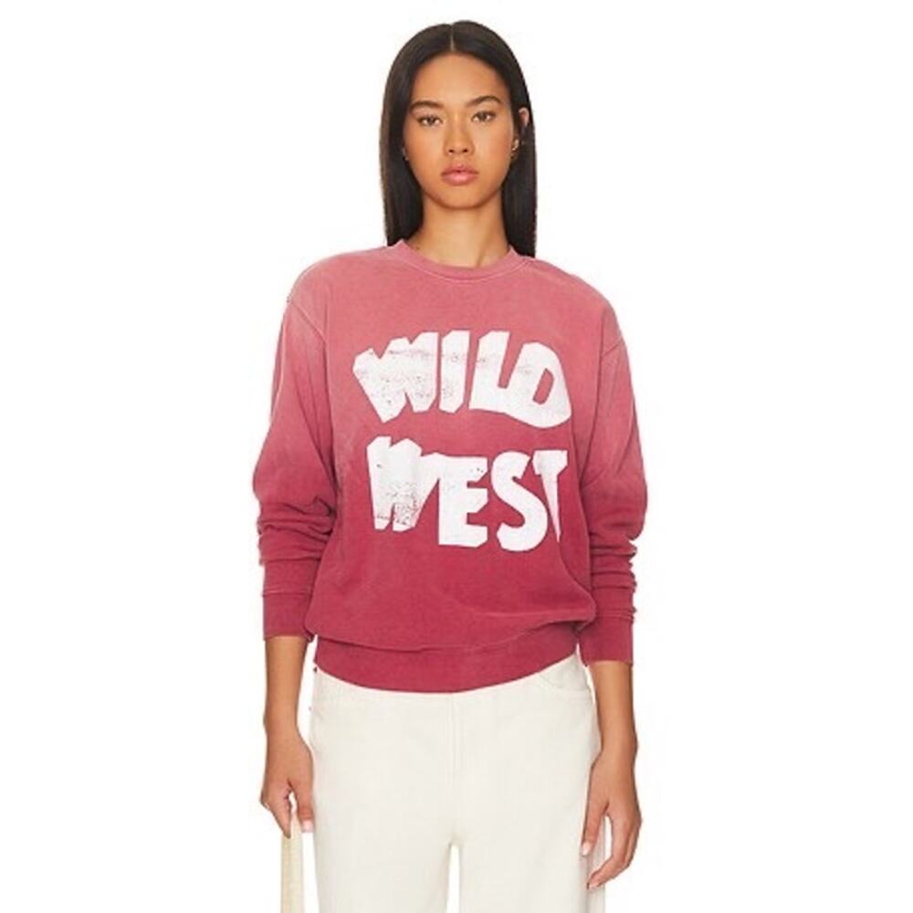 NWT One of These Days Wild West Crewneck Sweatshirt Womens Burgundy M Cotton